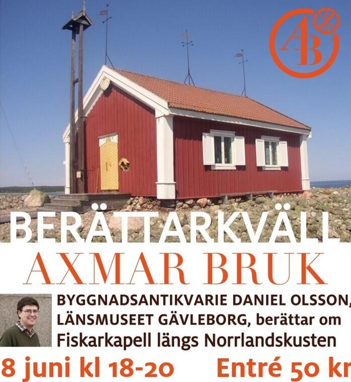 Berättarkväll i Axmar Brukscafés Orangeriträdgården om Fiskarkapell längs Norrlandskusten