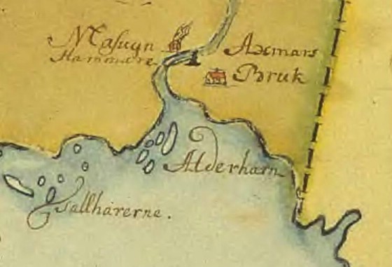 Axmar bruk på sockenkarta från 1696.